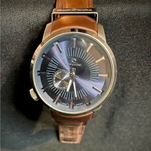 Rip Curl Blue Dial Watch with Brown Strap
